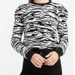 Express SOFT Crewneck Black White Animal Zebra Print Sweater Size Small NEW NWT